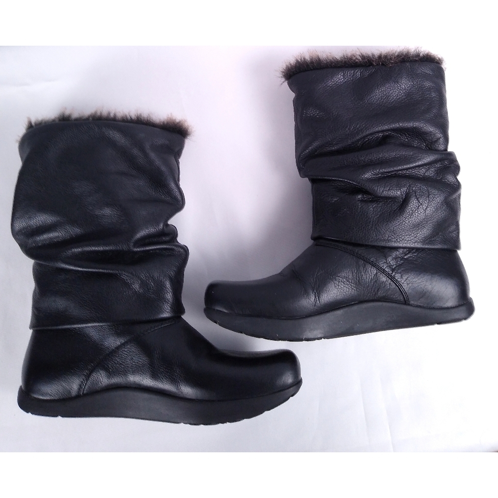 Earth Shoes Shannon Leather Fur Boots 5.5 - Picture 3 of 9